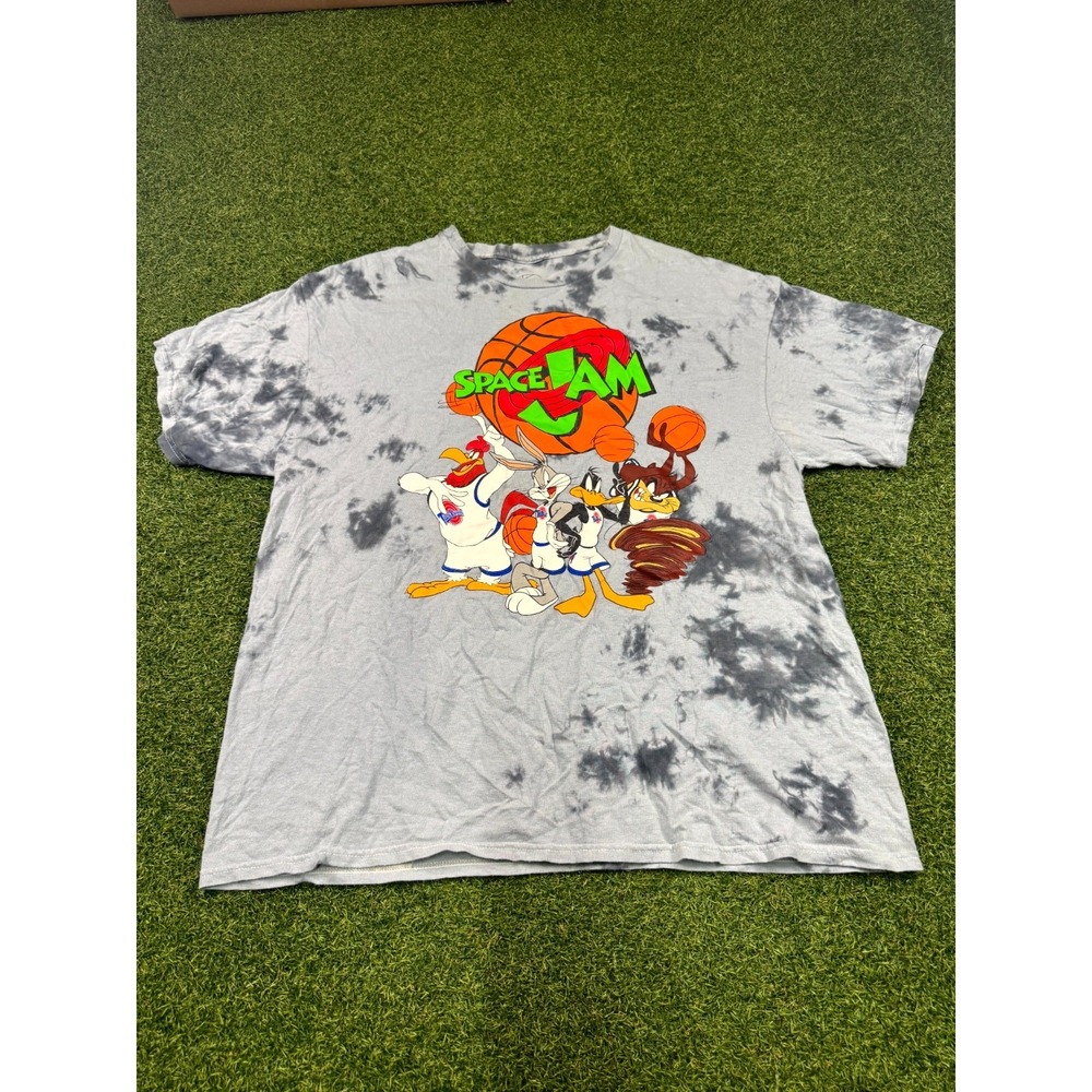 Vintage Space Jam‎ Tune Squad Looney Tunes T Shirt Mens Large Gray Tie Dye